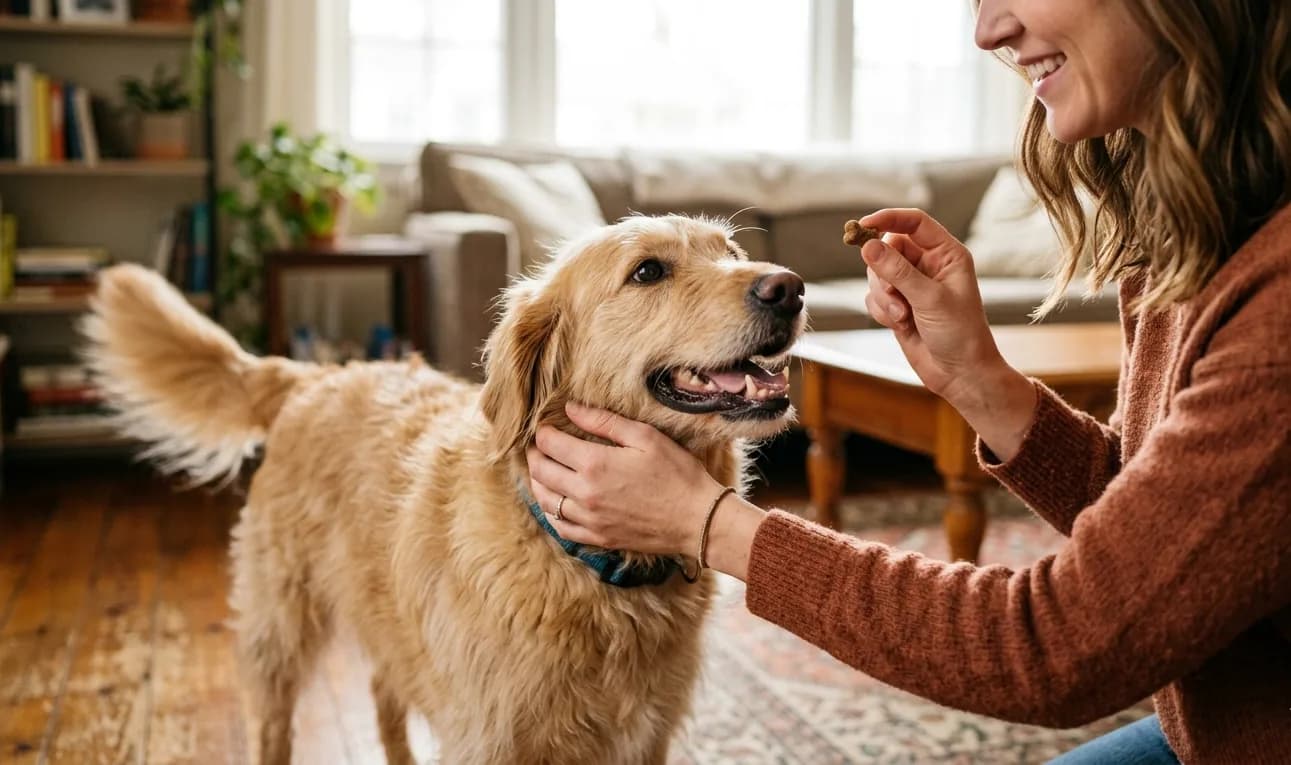 Hund schaut neugierig auf seinen vollen Futternapf – Antworten auf häufige Fragen zur Hundeernährung.