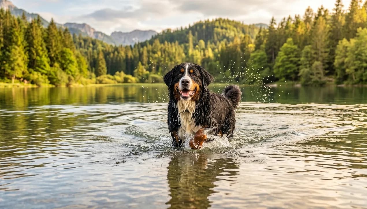 Älterer Hund mit gesunden Gelenken bewegt sich aktiv im Freien.