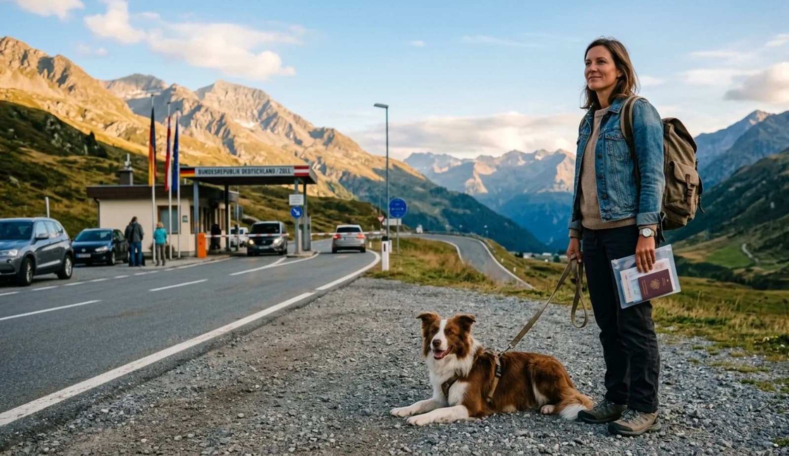 EU-Heimtierausweis neben einem reisefertigen Hund – Einreisebestimmungen für Europa.