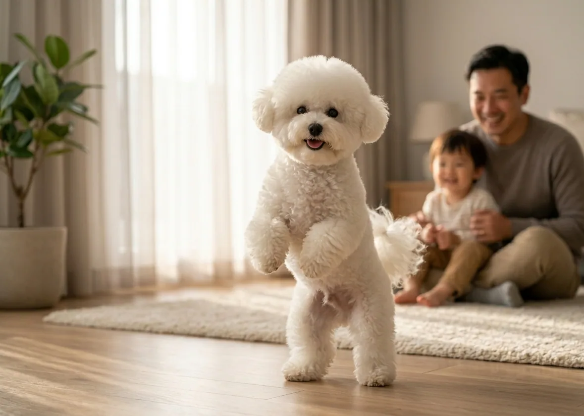 Bichon Frisé mit seinem strahlend weißen Fell – fröhlich und aufgeweckt