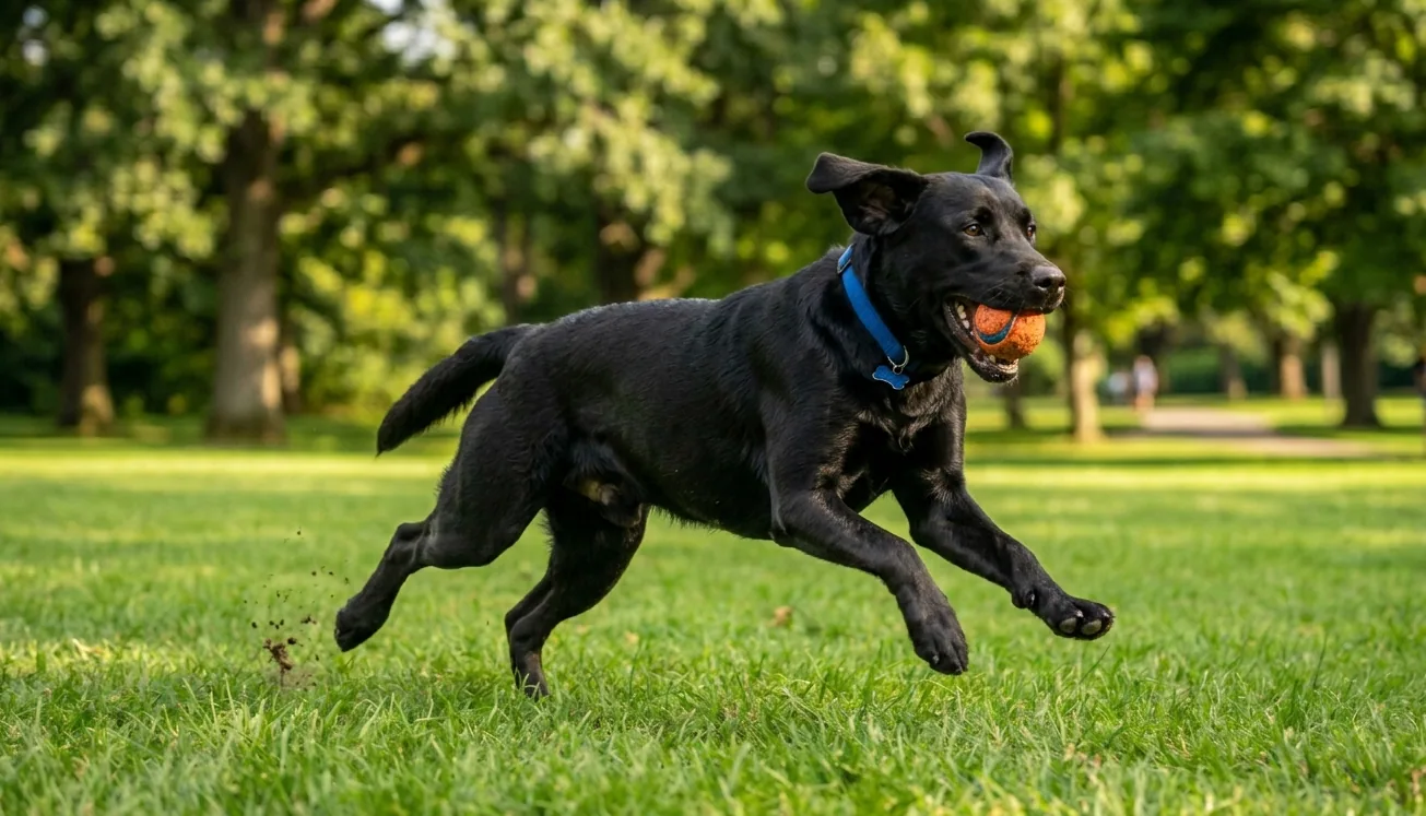 Labrador Retriever mit kräftigem Körperbau und freundlichem Ausdruck